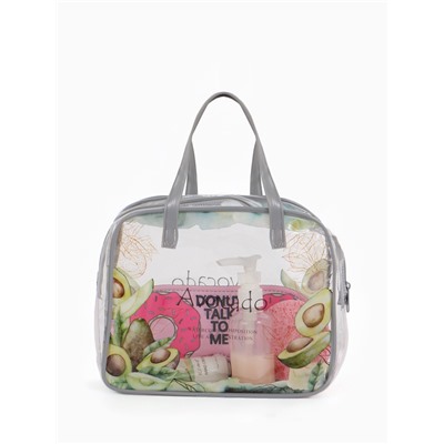 Косметичка - сумка на молнии для бассейна, с ручками, с принтом, серая