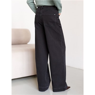 Джинсы-трубы из эластичного денима на флисе