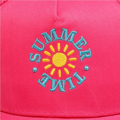 Кепка детская с сеткой Summer time, розовая, р-р 52-54, 5-7 лет