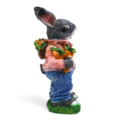 Садовая фигура из полистоуна «Зайка с морковкой и рюкзаком», 40×14×18 см