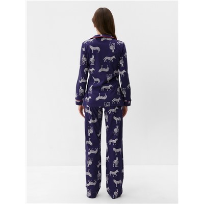 Пижама женская (рубашка и брюки) KAFTAN Zebra размер 40-42, цвет синий