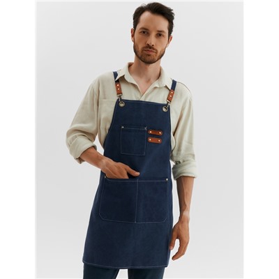 Фартук Этель с карманами, синий, 75×68 см, п/э 50%, хлопок 50%