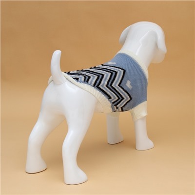 Свитер для животных «Волна», размер 2XL, ДС 34, ОШ 34, ОГ 32-51 см, голубой