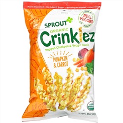 Sprout Organic, Crinklez, снек из нута и овощей, для малышей от 12 месяцев, тыква и морковь, 42 г (1,48 унции)