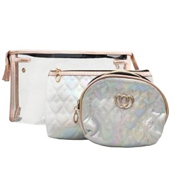 Kristaller Набор женских косметичек Chameleon heart 3 in 1, белый перламутр 25092