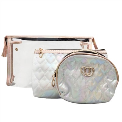 Kristaller Набор женских косметичек Chameleon heart 3 in 1, белый перламутр 25092