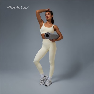 Топ спортивный в рубчик женский ONLYTOP, размер L, бежевый