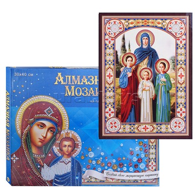 Алмазная мозаика 30х40 "Вера, Надежда, Любовь и мать их София" с подр.c част.зап. (блест)