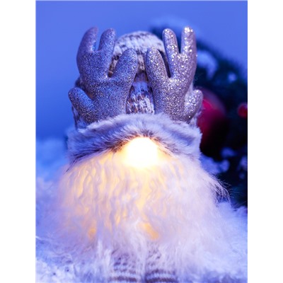 Фигура текстиль «Гном лосяш» 33 см, 1 LED, от батареек AG10×3, свечение тёплое белое