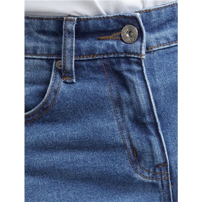 Джинсы трубы из эластичного денима