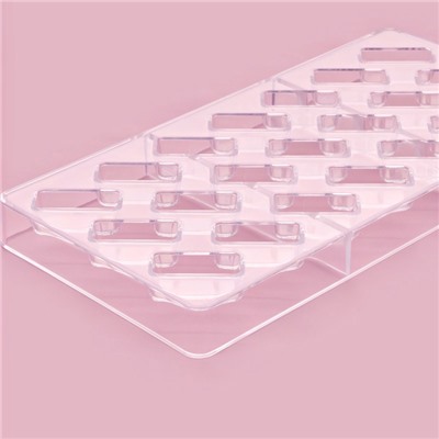 Форма для конфет и шоколада KONFINETTA «Буэно», 27.5×13.5×2.5 см, 21 ячейка 3.5×1.5×1 см, прозрачная