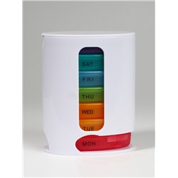 Таблетница - органайзер «Неделька», английские буквы, 12×6×5.9 см, 7 контейнеров по 4 секции, разноцветная