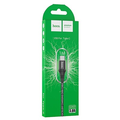 Кабель USB - Type-C Hoco X50 Excellent (повр. уп)  100см 3A  (black)