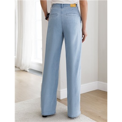 Прямые джинсы из эластичного плотного денима