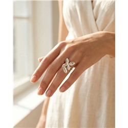 Кольцо с белым серебрением