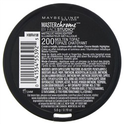Maybelline, Master Chrome, хайлайтер с металлическим блеском, оттенок Molten Topaz 200, 6,7 г