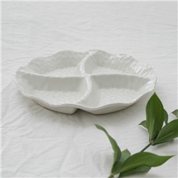 Менажница керамическая 4 ячейки «Воздушность», 24×3.5 см, цвет белый