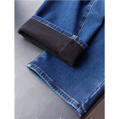 Джинсы утепленные прямые из эластичного денима с мягким флисом