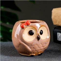 Декоративный горшок для цветов «Совёнок Бом», 180 мл, 7×6×6.5 см, керамический