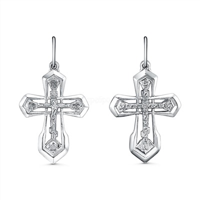 Крест из серебра родированный - 3,3 см 925 пробы 2-183р