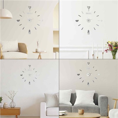 Часы настенные интерьерные большие, 3d "Парикмахер", наклейка, d-45 см