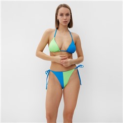 Купальник раздельный на завязках женский MINAKU, синий, зелёный, размер 44