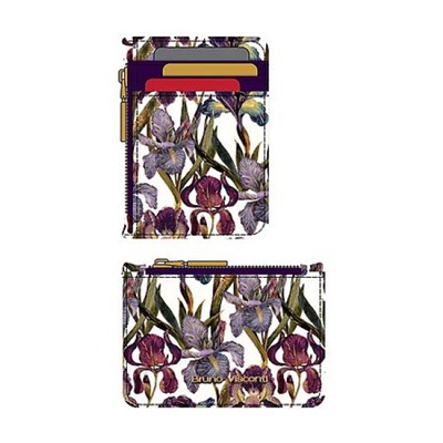 Чехол для пластик. карт на молнии "FLORA.ИРИСЫ" 14-096/07 (3 для карт, 1 для купюр и монет) Bruno Visconti