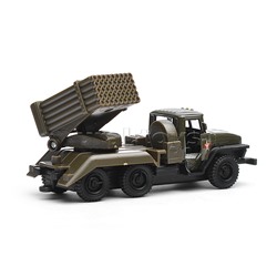 Машина металл Армия России Урал с ракетами 12 см, двери, инерция