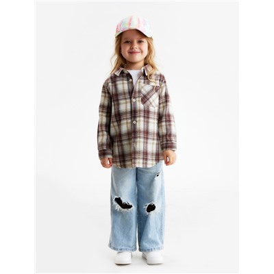 Рубашка детская фланелевая KAFTAN, размер 30 (98-104 см), коричневая