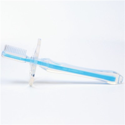 УЦЕНКА Прорезыватель - зубная щетка для малышей, с ограничителем, цвет голубой, Крошка Я