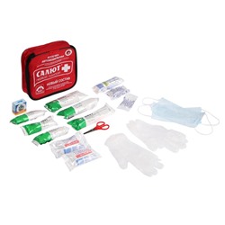 Автомобильная аптечка первой помощи «Салют», дорожная, состав 2024, мягкий футляр