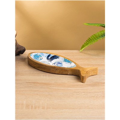 Блюдо в форме рыбки «Крабы», 25.5×10×2 см, дерево манго