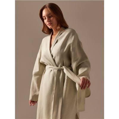 Халат домашний женский SL Linen Home, размер 44-46, светло-зелёный