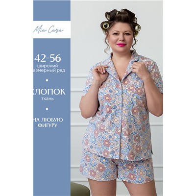 Пижама жен(жакет к/рук, шорты) Mia Cara SS23WJ376 Antuanetta цветы