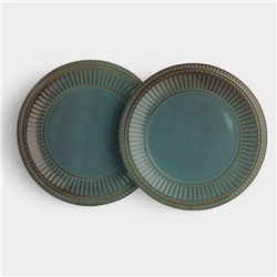 Тарелки Доляна «Винтаж», d=27 см, набор 2 шт., керамика, бирюзовые