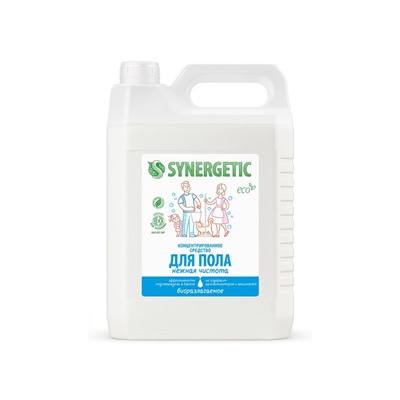 Средство для мытья пола и поверхностей Synergetic «Нежная чистота», без отдушек, биоразлагаемое,5 л