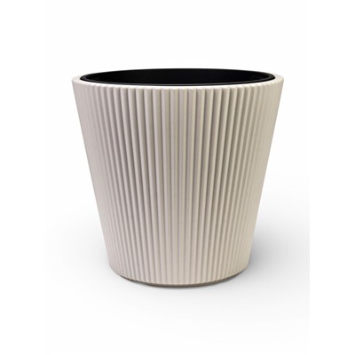 Кашпо для цветов «Стрип», 30 л, d=39 см, h=37 см, пластиковое, со вставкой, бежевое