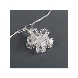 Гирлянда «Нить» 4.5 м с насадками «Прищепки-снежинки», IP20, прозрачная нить, 20 LED, свечение синее, 220 В