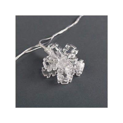 Гирлянда «Нить» 4.5 м с насадками «Прищепки-снежинки», IP20, прозрачная нить, 20 LED, свечение синее, 220 В