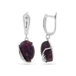 Серьги из серебра чароит, МЦВ019