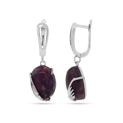 Серьги из серебра чароит, МЦВ019
