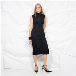 Платье-футляр приталенного силуэта, Поцелуй удачи (green, с манжетами)