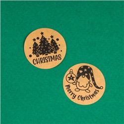 Наклейки новогодние в рулоне Christmas, для декора и подарков, 500 шт., 2.5×2.5 см