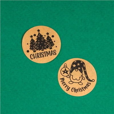 Наклейки новогодние в рулоне Christmas, для декора и подарков, 500 шт., 2.5×2.5 см