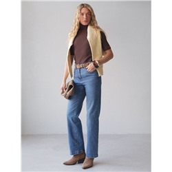 Джинсы прямые Regular fit с декоративной стиркой из эластичного денима