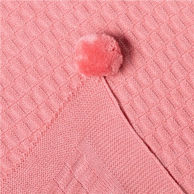 Вязаный плед "Крошка Я" Рисунок кубик, 90х90 см, розовый