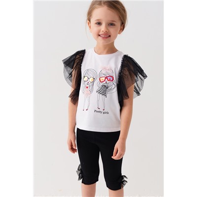 Комплект трикотажный для девочек: джемпер (футболка), брюки (легинсы укороченные) PLAYTODAY, 1240021