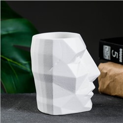 Декоративное кашпо для цветов «Геометрическая голова», 150 мл, 9×9×7.5 см, гипс, белое