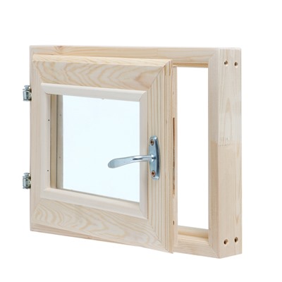 Окно в баню, деревянное, 40×30 см, хвоя, двойное стекло, «Добропаровъ»