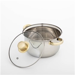 Кастрюля Доляна «Роскошь», 2.2 л, d=19 см, с крышкой, капсульное дно, нержавеющая сталь